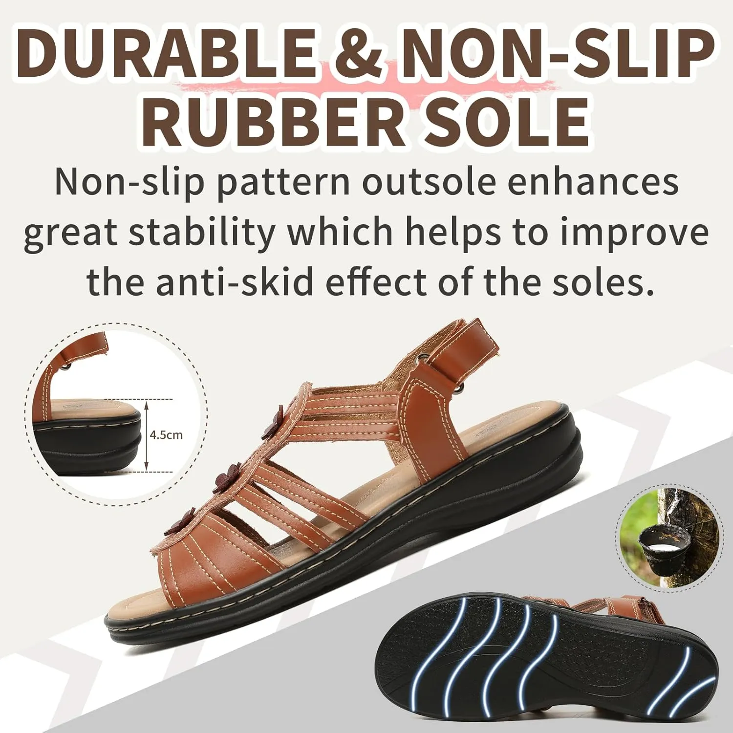 Womens Sandals Flats Comfort Leather Walking Orthopedic Sandals Casual Summer Shoes with Arch Support for Dressy Beach Hiking Vacation Camping Travel Pool Shopping Dating Water sports