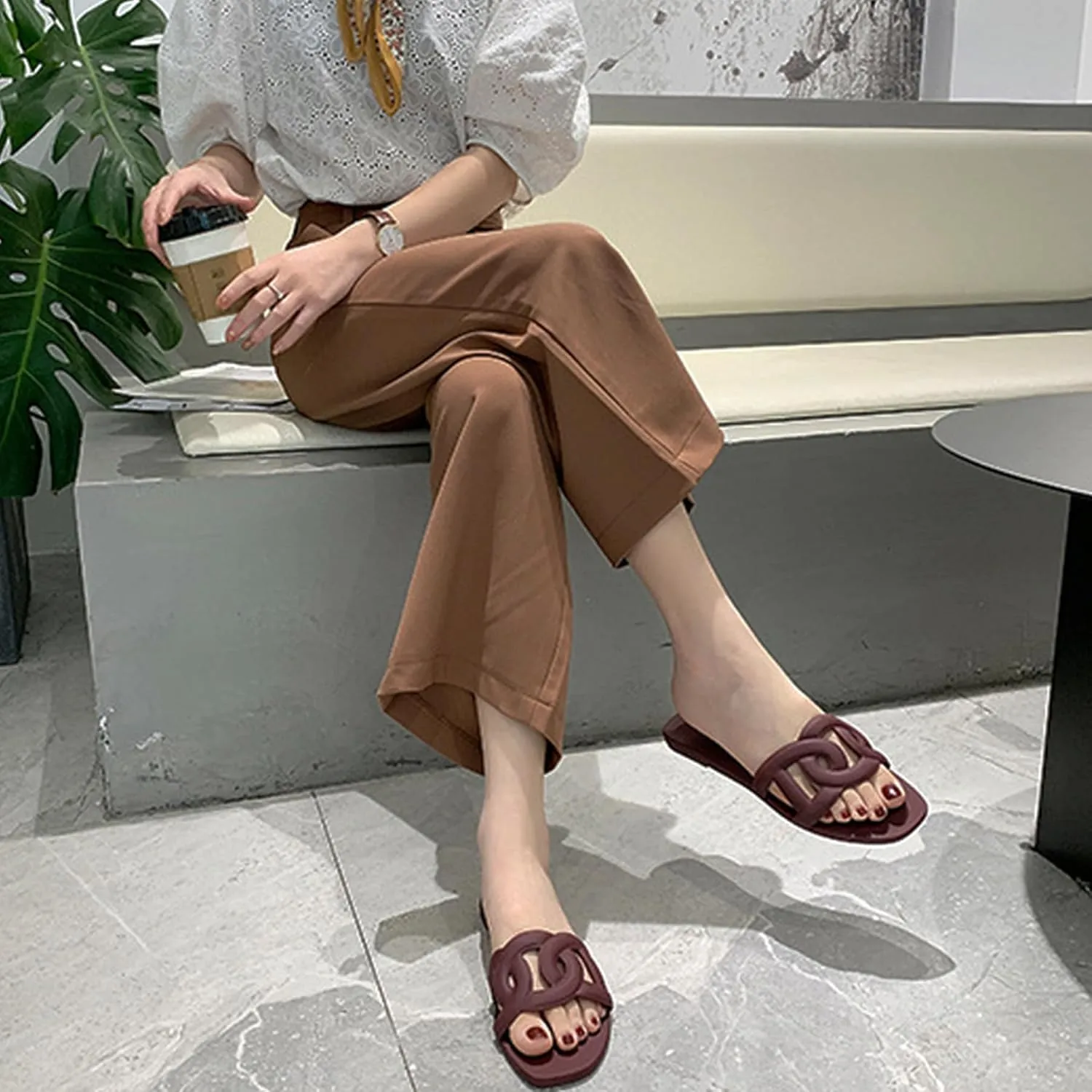 Women's Sandals Summer Slide Sandals Comfy Sandals Fashion Dressy Flat Sandals Slip On Casual Sandals