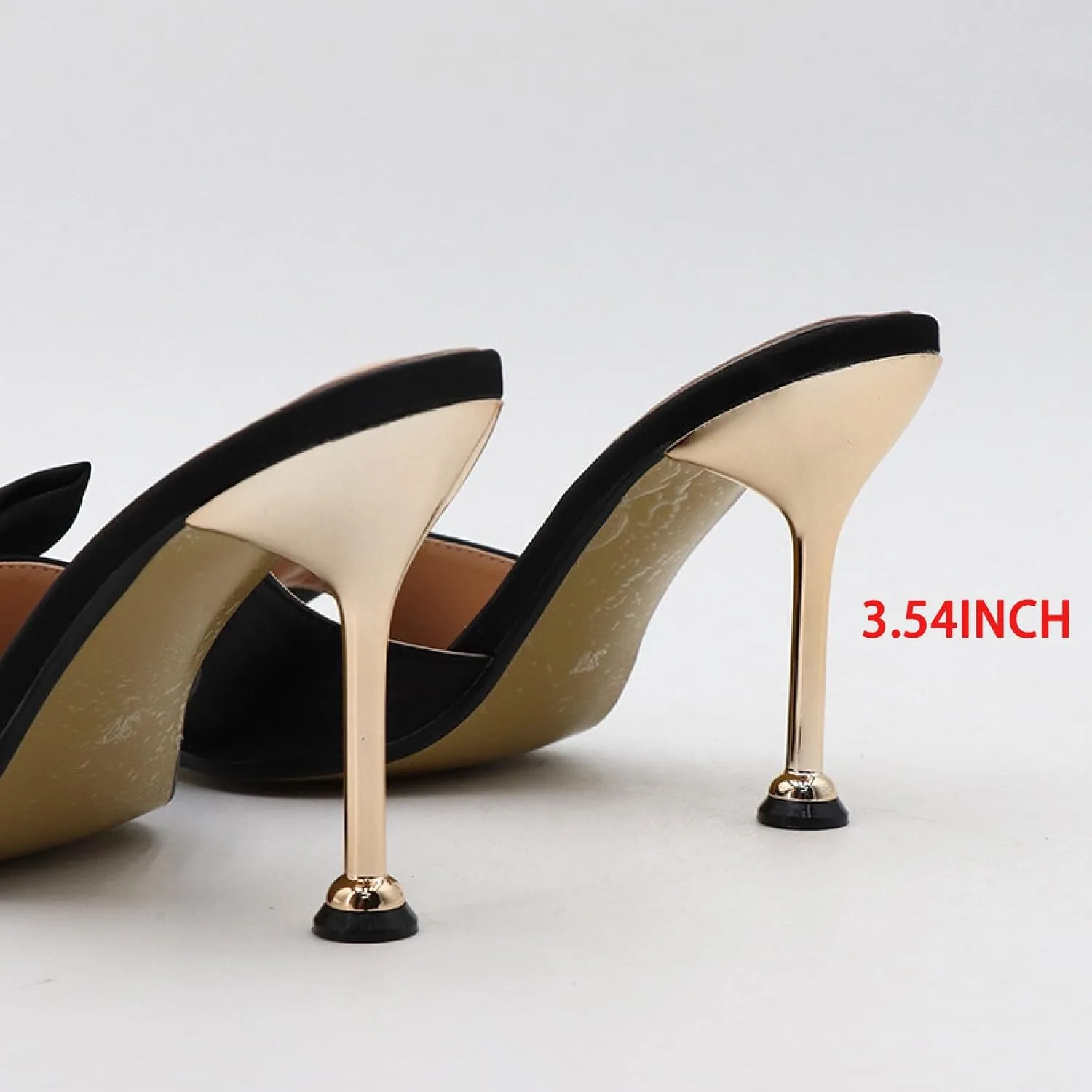 Women's Satin Bow Backless Pointed Toe Stiletto Sandal Summer Fashion Open Toe Slingback Slip On Dress Wedding High Heel Mules for Party Dating Sexy Pumps