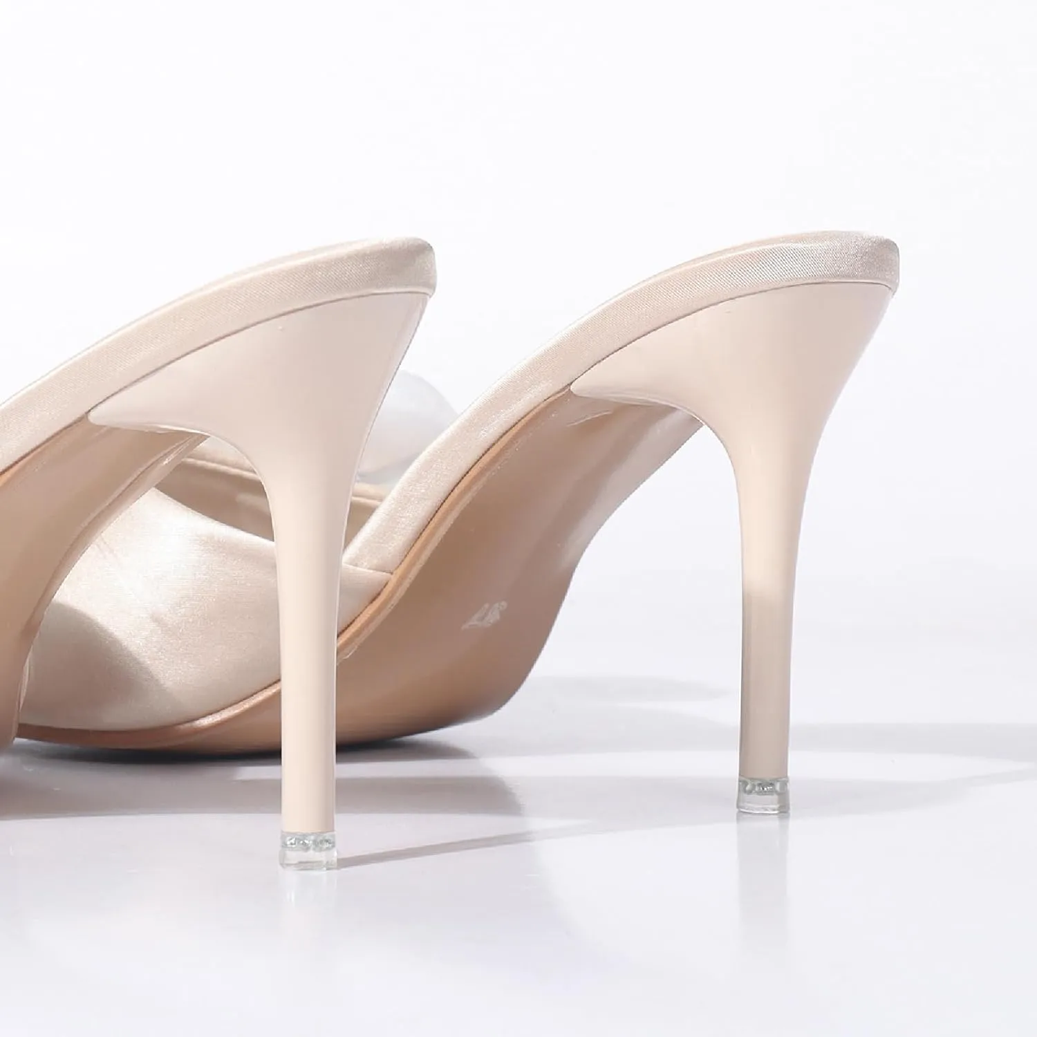 Women'S Satin Flower Stiletto Sandals Comfor Fashion Pointed Toe Slip On High Heel Dress Mules Sexy Party Bridal Wedding Shoes