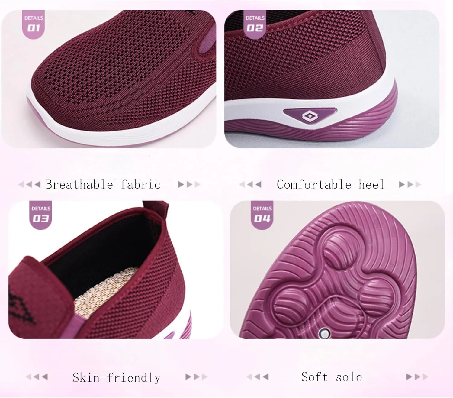 Women's Slip-On Breathable Mesh Sneakers – Lightweight Walking Shoes for Outdoor, Travel, Casual Wear – Comfortable Anti-Slip Loafers for Everyday, All-Day Use