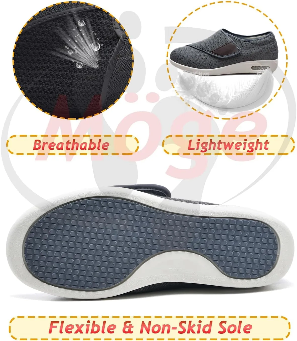 Womens Slip On Casual Shoes Diabetic Sandals Men Extra Wide Width Walking Sandals with Arch Support Comfortable Lightweight Sandals with Adjustable Straps for Plantar Fasciitis