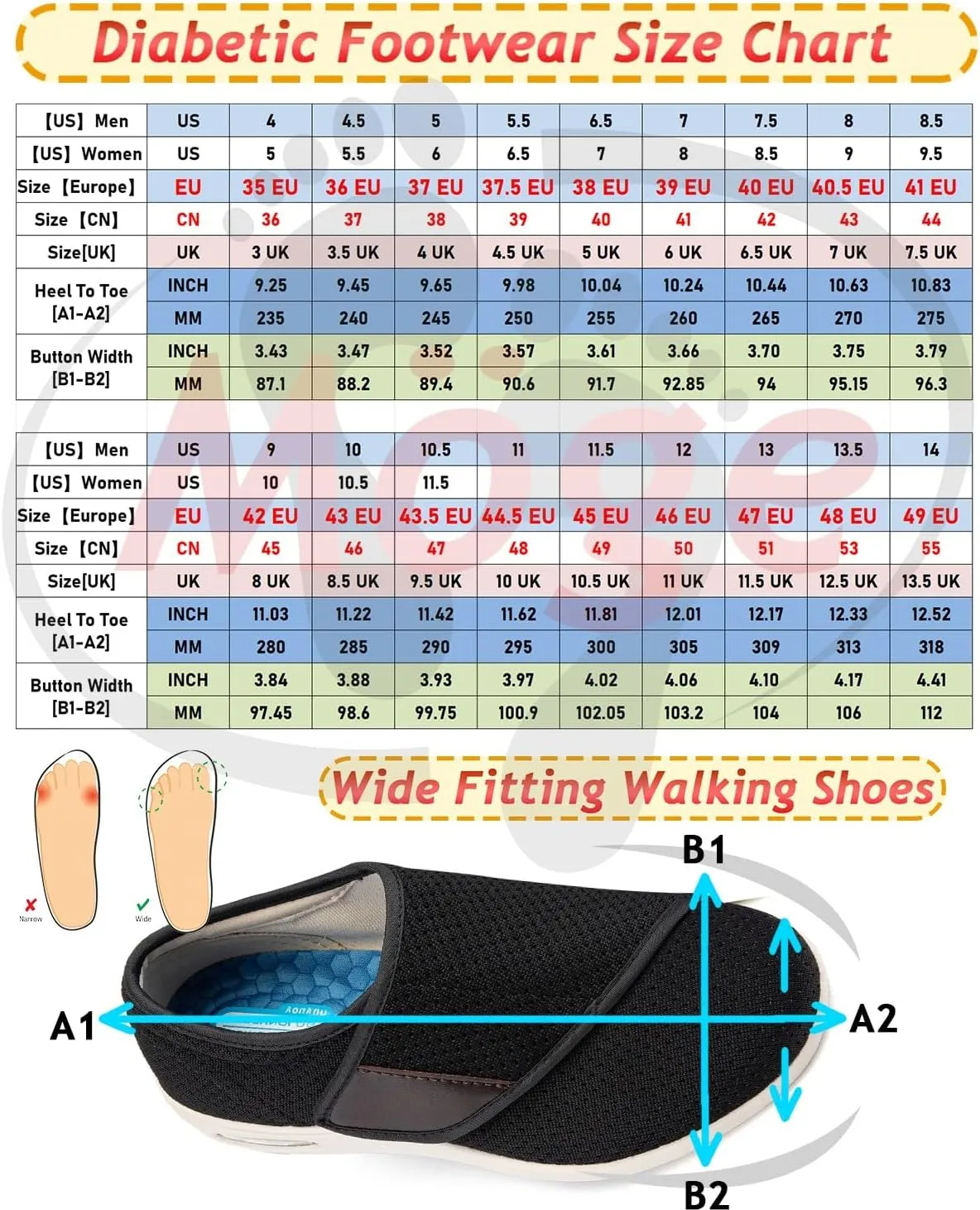 Womens Slip On Casual Shoes Diabetic Sandals Men Extra Wide Width Walking Sandals with Arch Support Comfortable Lightweight Sandals with Adjustable Straps for Plantar Fasciitis
