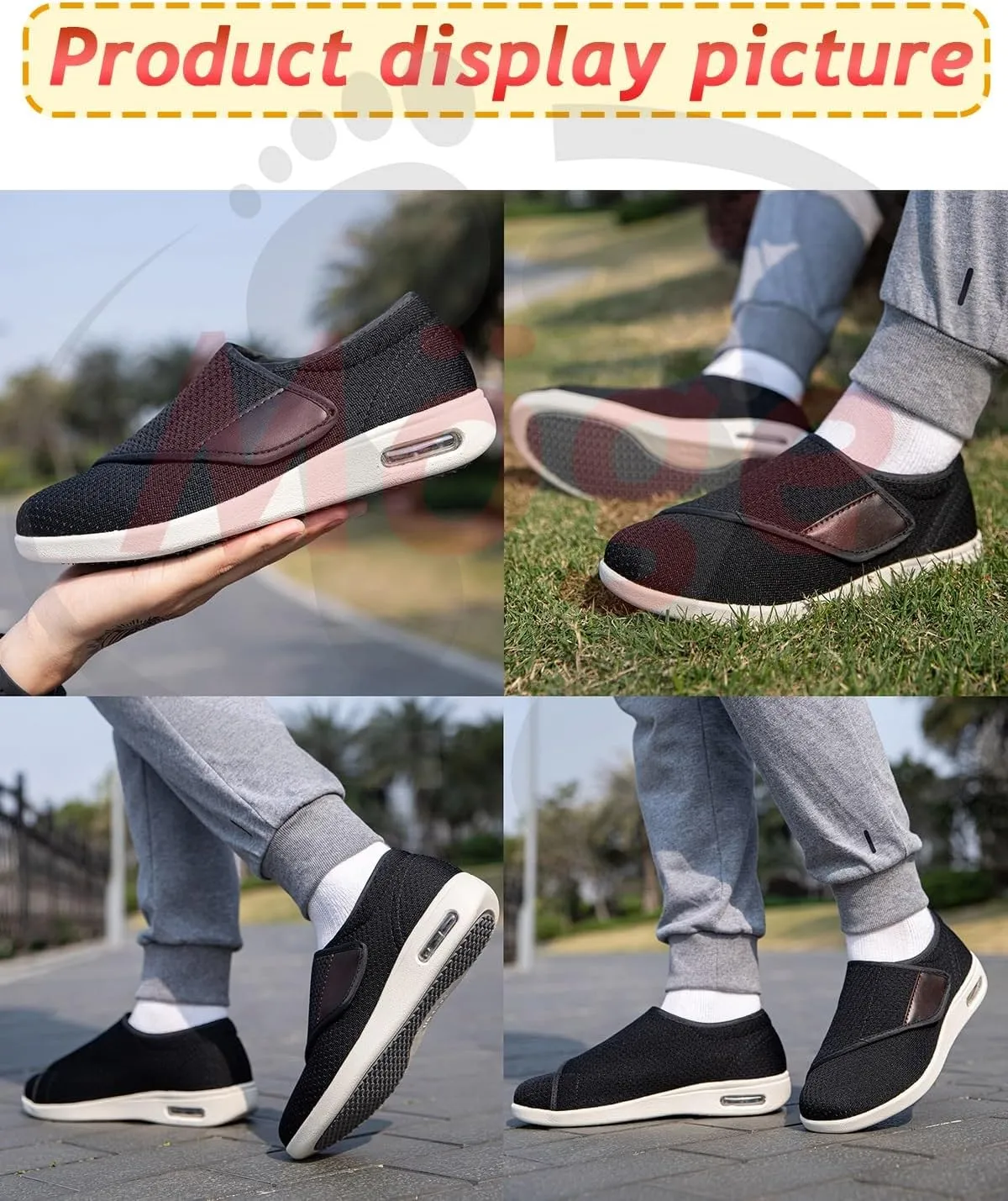 Womens Slip On Casual Shoes Diabetic Sandals Men Extra Wide Width Walking Sandals with Arch Support Comfortable Lightweight Sandals with Adjustable Straps for Plantar Fasciitis