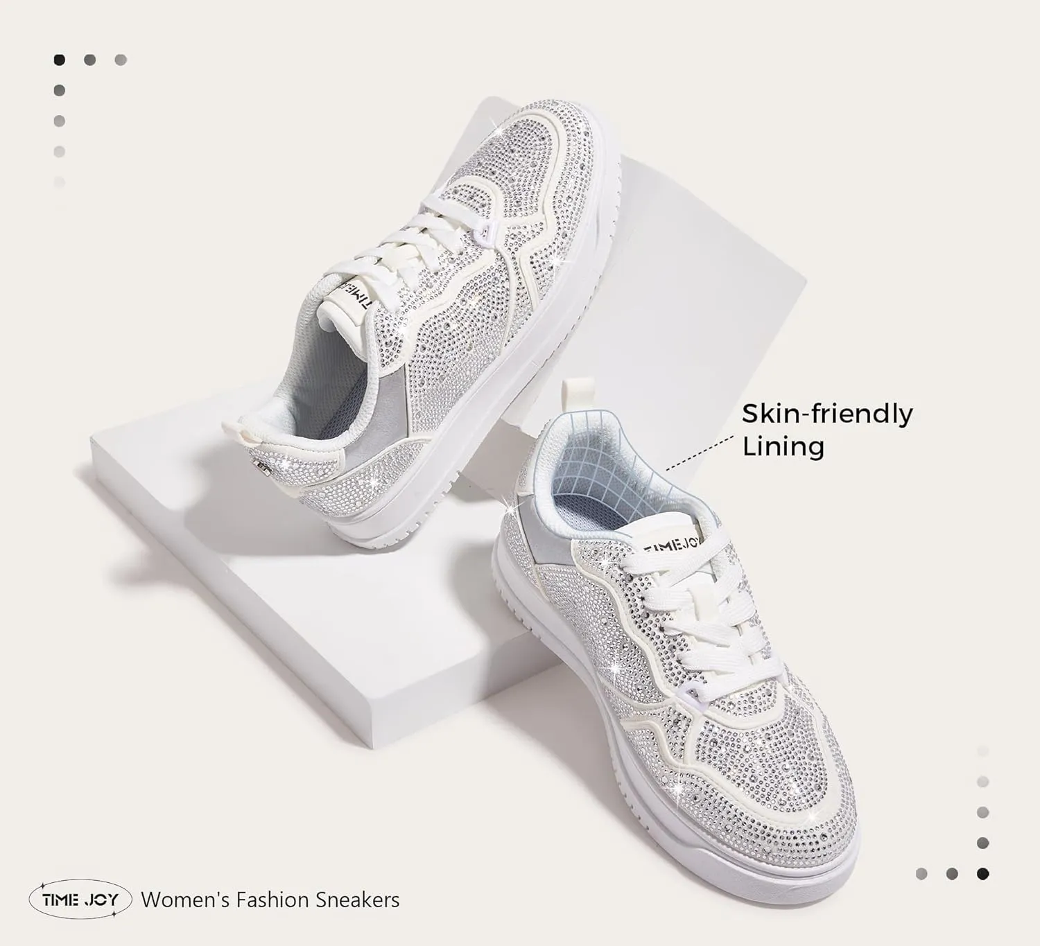 Women's Sparkly Rhinestone Sneakers Comfortable Athletic Glitter Platform Tennis Shoes for Casual, Gym & Fashion Outfits