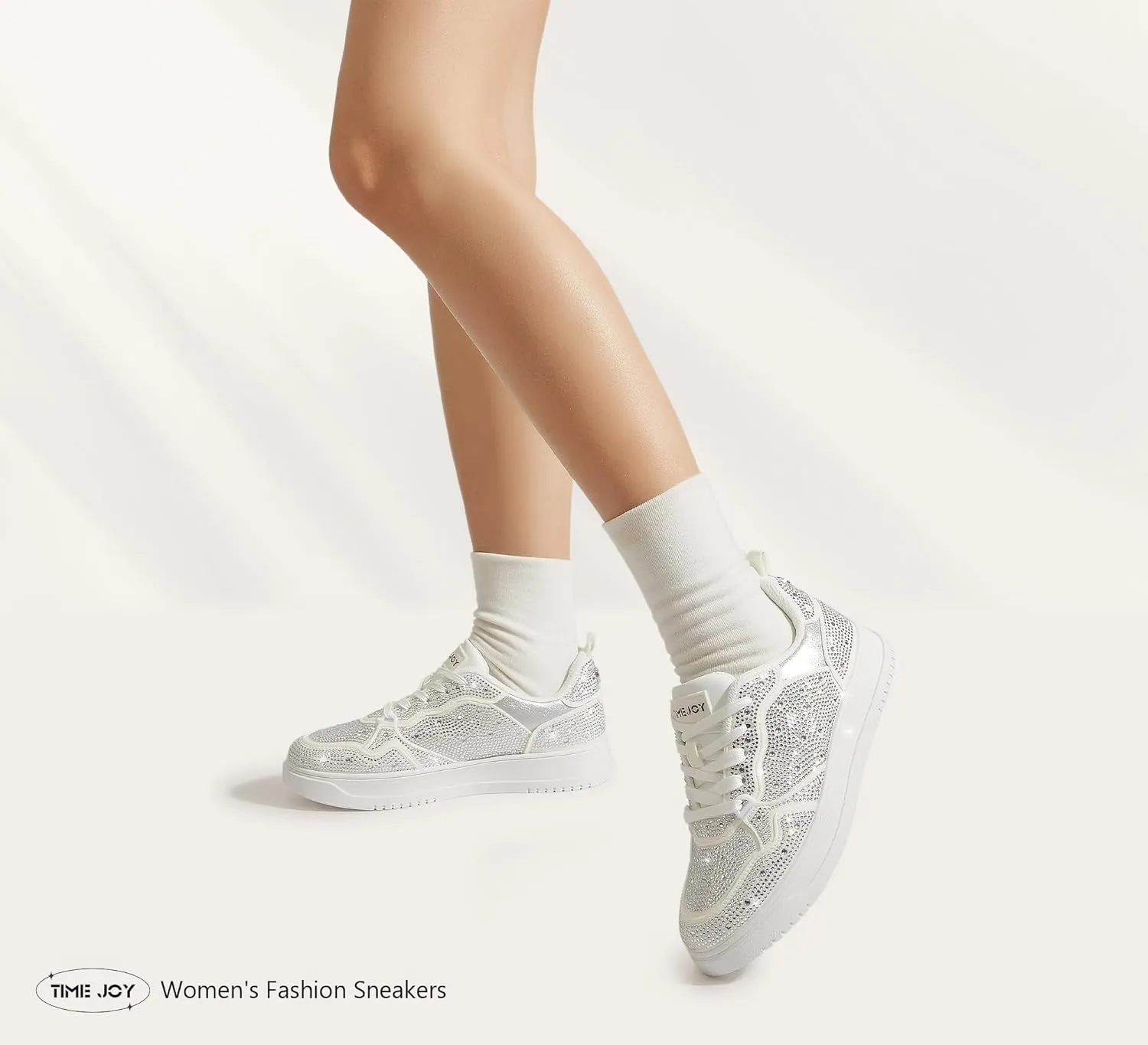 Women's Sparkly Rhinestone Sneakers Comfortable Athletic Glitter Platform Tennis Shoes for Casual, Gym & Fashion Outfits