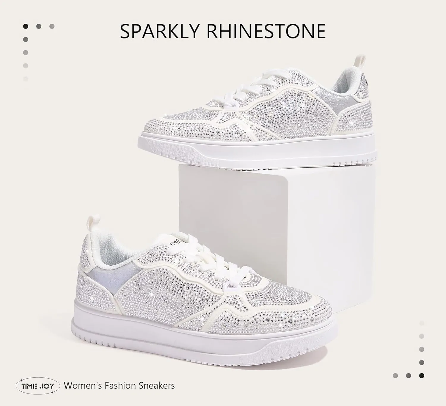 Women's Sparkly Rhinestone Sneakers Comfortable Athletic Glitter Platform Tennis Shoes for Casual, Gym & Fashion Outfits