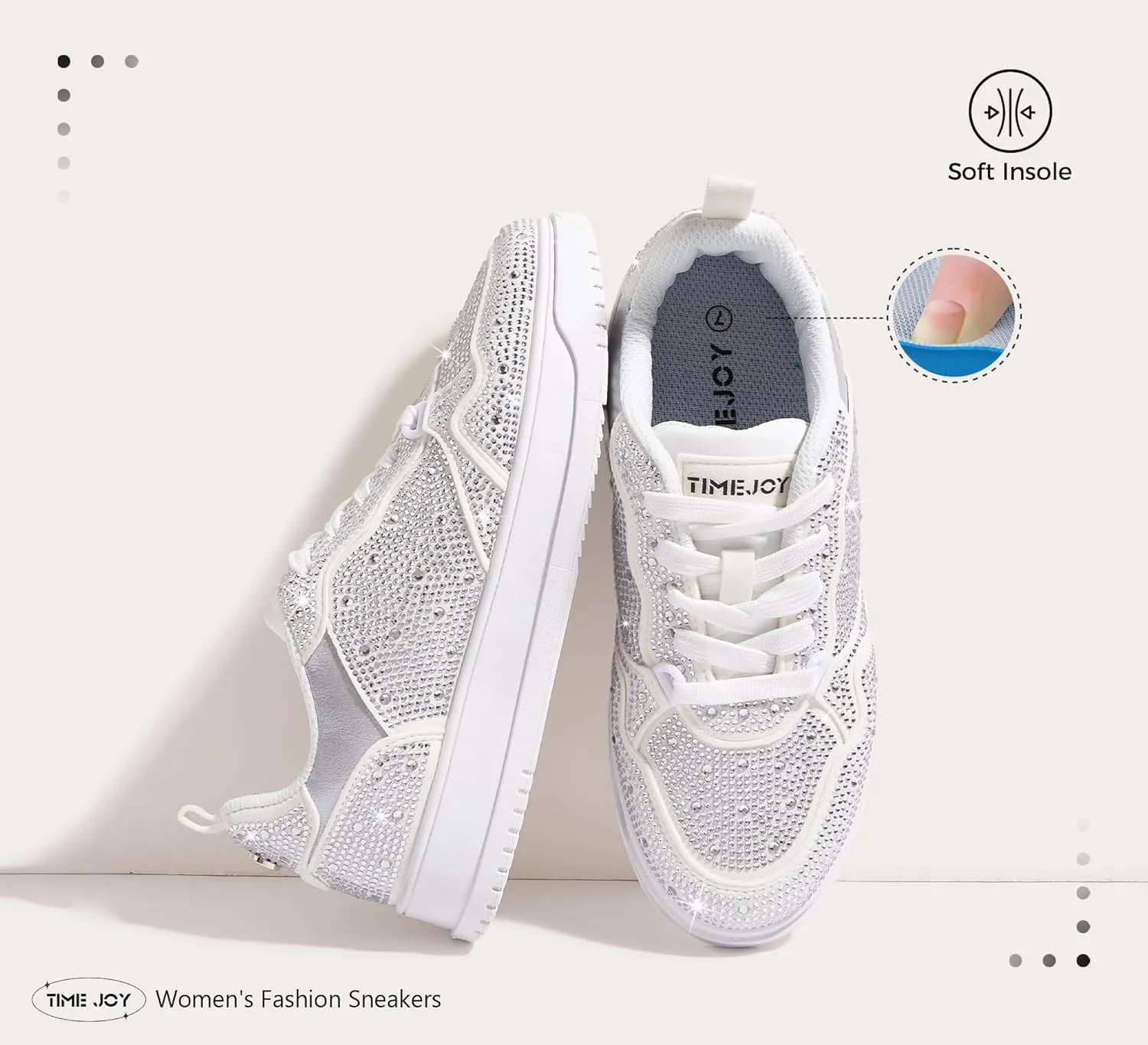 Women's Sparkly Rhinestone Sneakers Comfortable Athletic Glitter Platform Tennis Shoes for Casual, Gym & Fashion Outfits