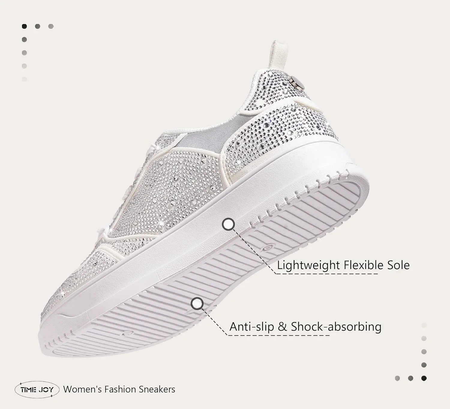Women's Sparkly Rhinestone Sneakers Comfortable Athletic Glitter Platform Tennis Shoes for Casual, Gym & Fashion Outfits