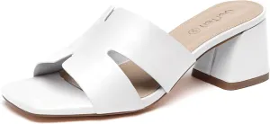 Women's Square Open Toe Sandals Low Block Chunky Heel Slip on Comfortable Casual Sandals for Daily Wear