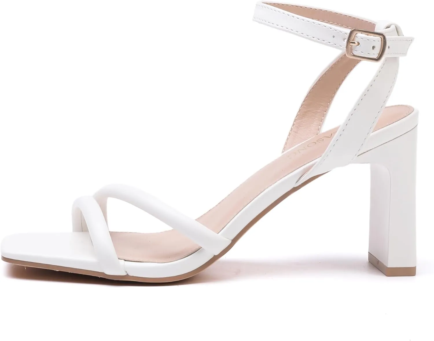 Womens Strappy Heeled Sandals Square Open Toe Chunky High Heels Strappy Ankle Buckle Pump Sandals Sexy Dress Party Shoes