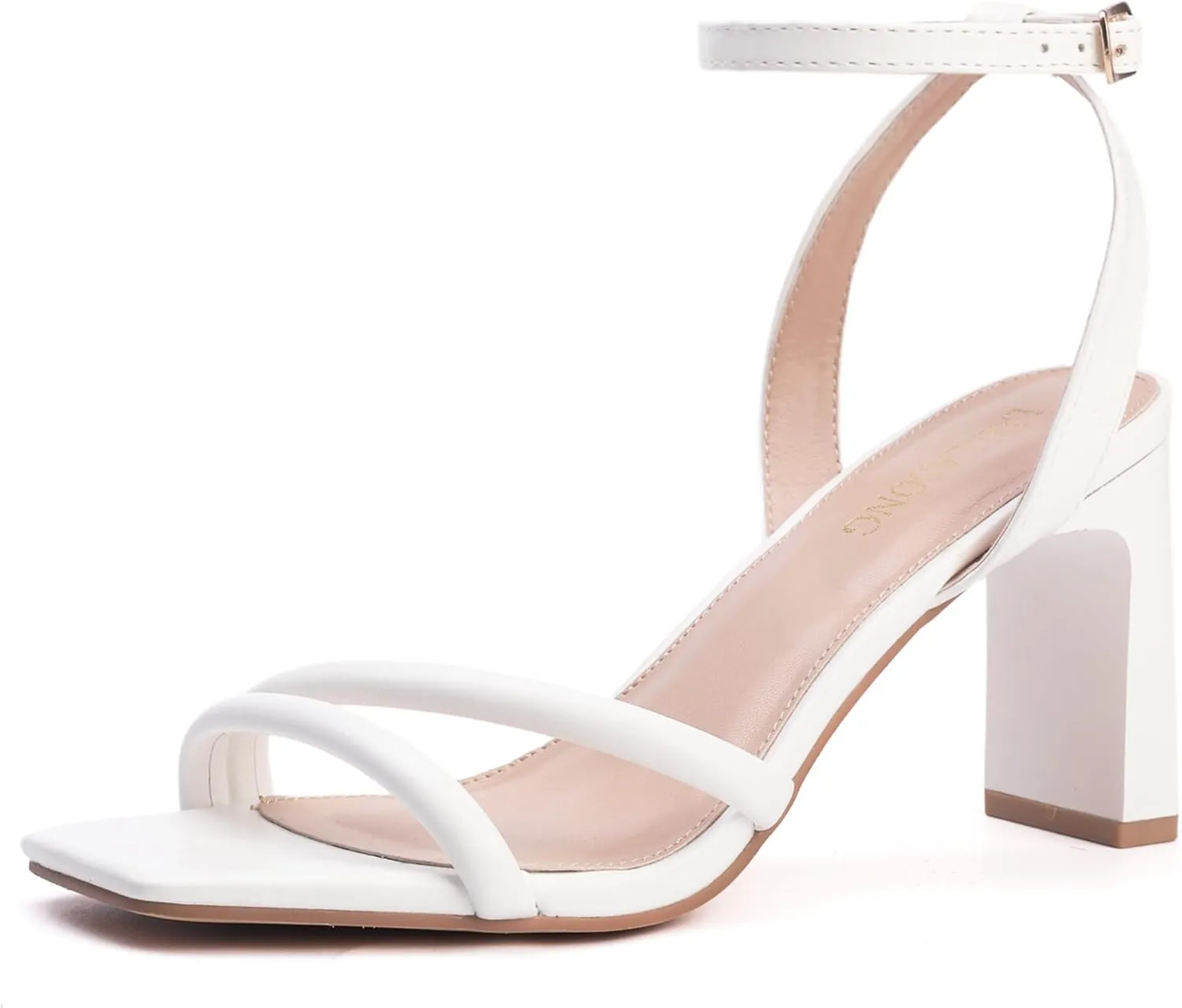 Womens Strappy Heeled Sandals Square Open Toe Chunky High Heels Strappy Ankle Buckle Pump Sandals Sexy Dress Party Shoes