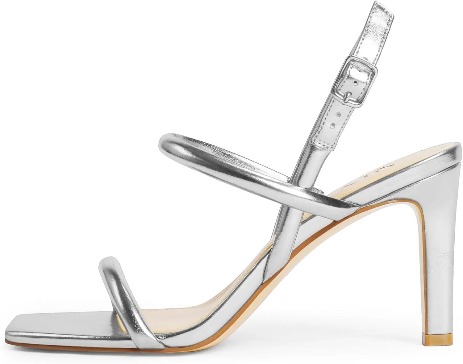 Womens Strappy Sandals Open Toe Ankle Strap Heeled Sandals Square Toe High Heels for Women