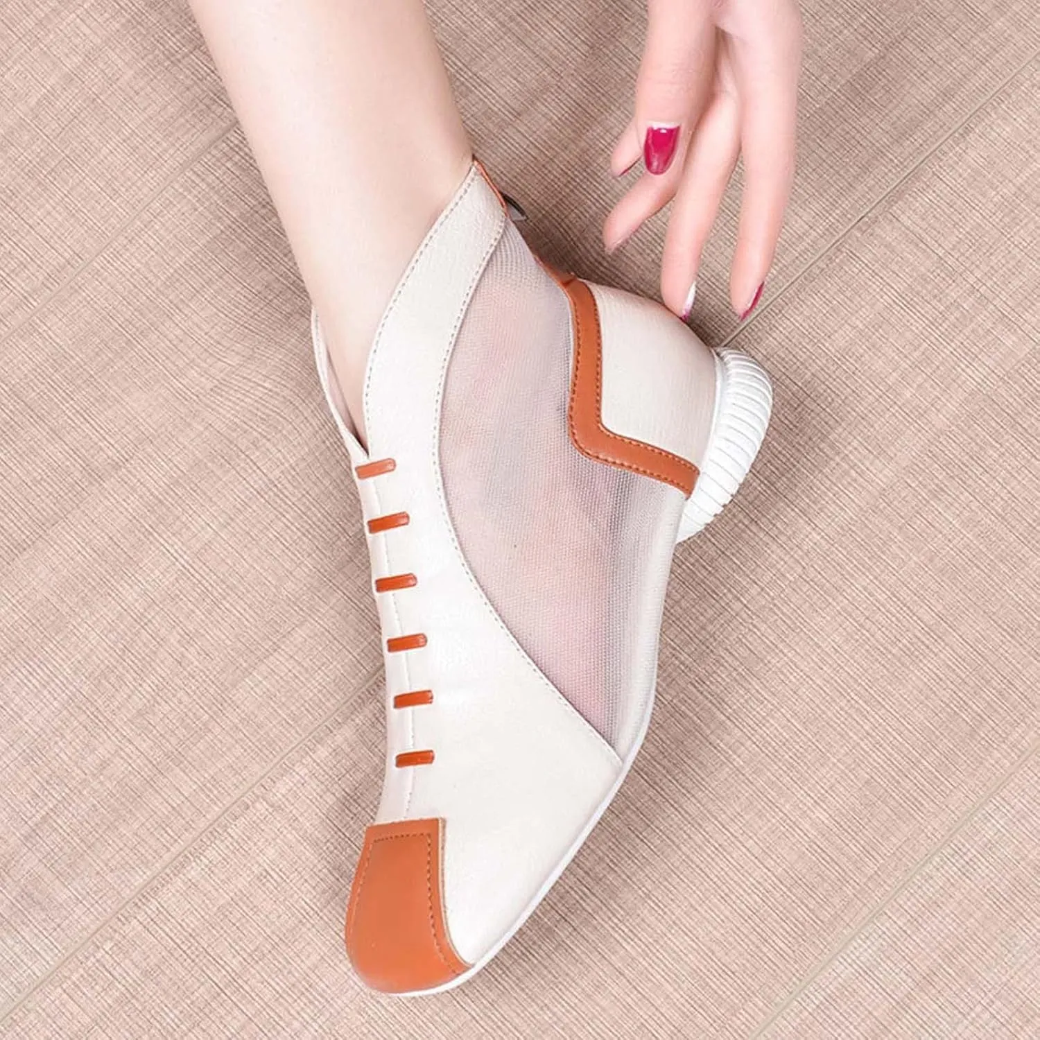 Womens Summer Breathable Mesh Ankle Boots Casual Lightweight Walking Booties Color Block Imitation Leather Boot 2025 New