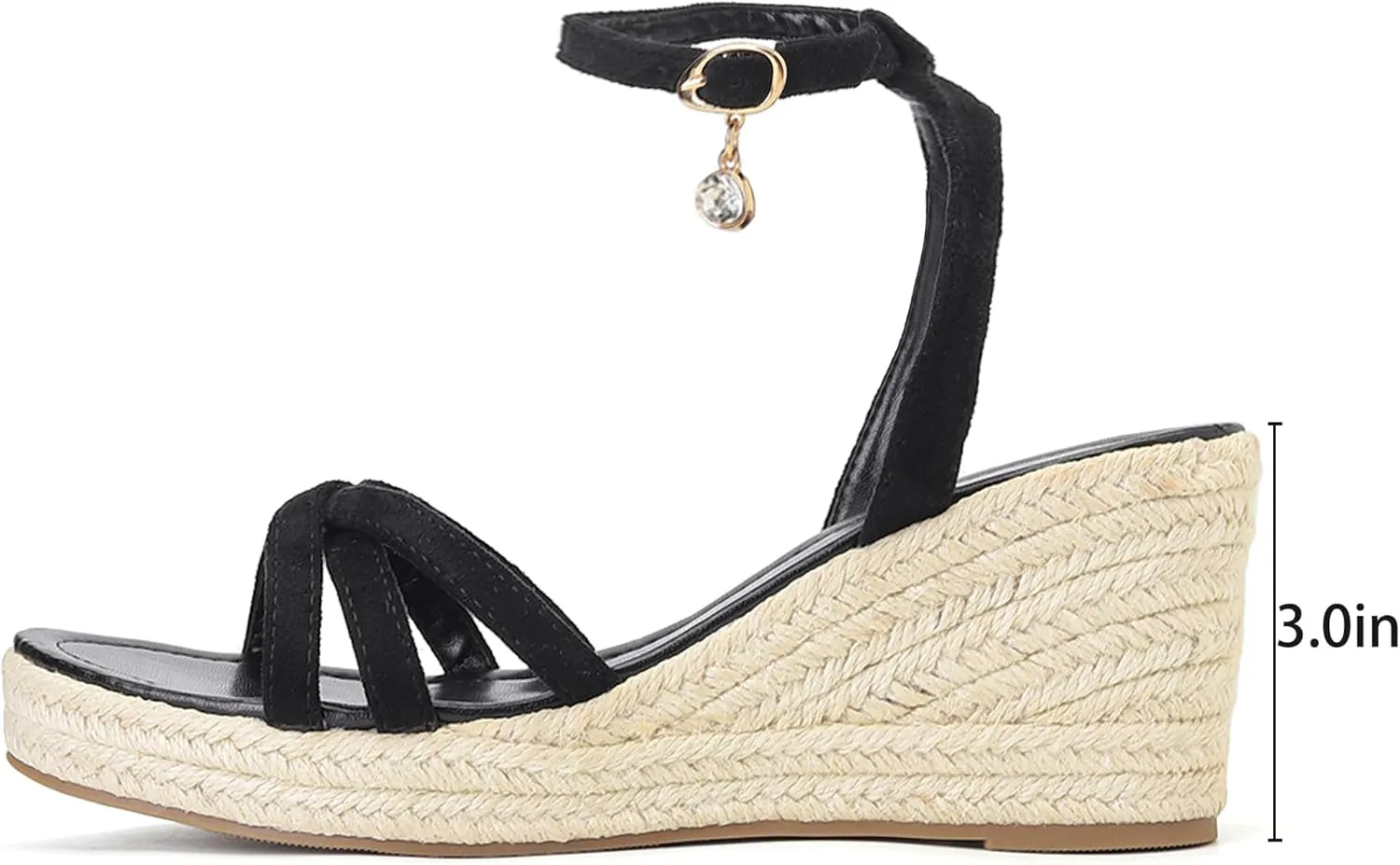 Women's Wedge Sandals Summer Espadrille Casual Strappy Braided Heels - Comfortable Versatile Open Toe Design with Ankle Strap for Dressy Outfits