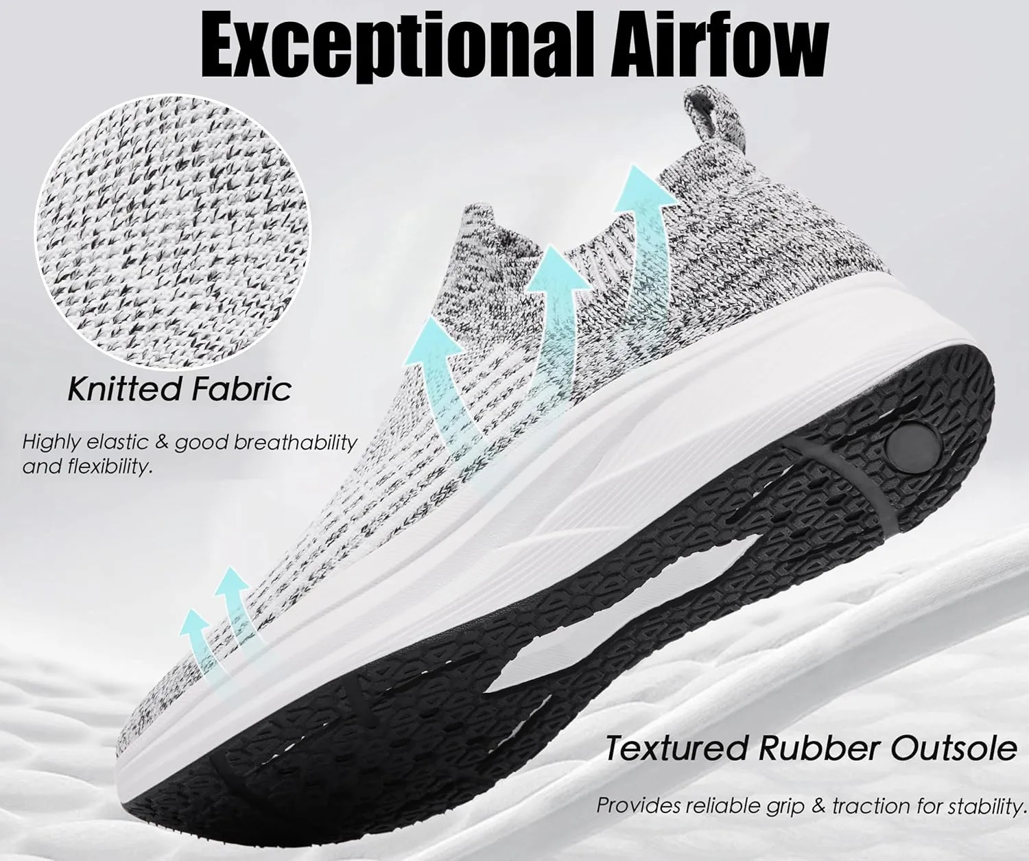 Women's Wide Slip On Walking Shoes Non-Slip Socks Shoe Lightweight Breathable Mesh Sneakers for Everyday Comfort & Style | Perfect for Work Travel