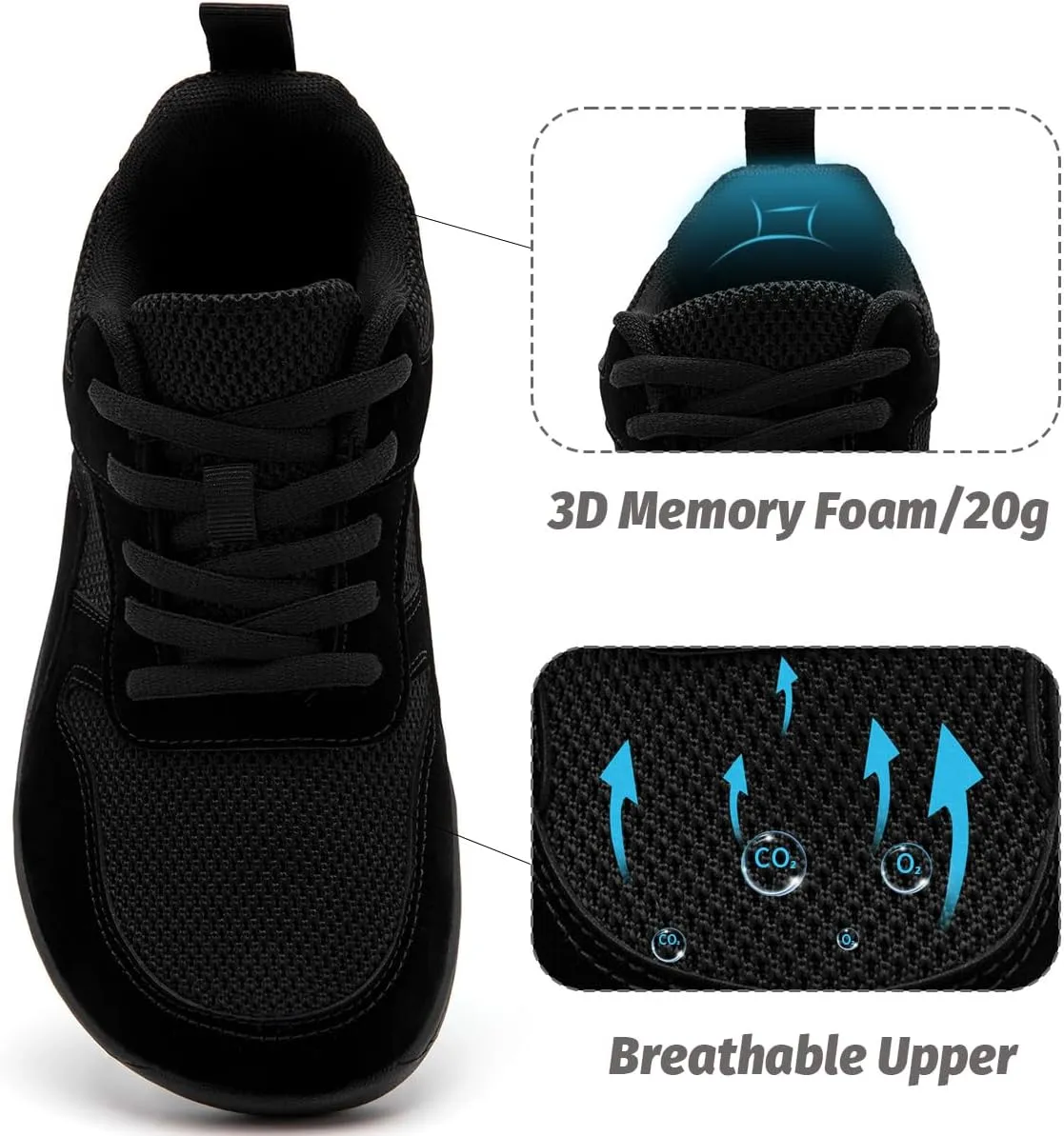 Women's Wide Toe Box Barefoot Sneakers Slip On Shoes Non Slip Running Sneakers Jogging Shoes