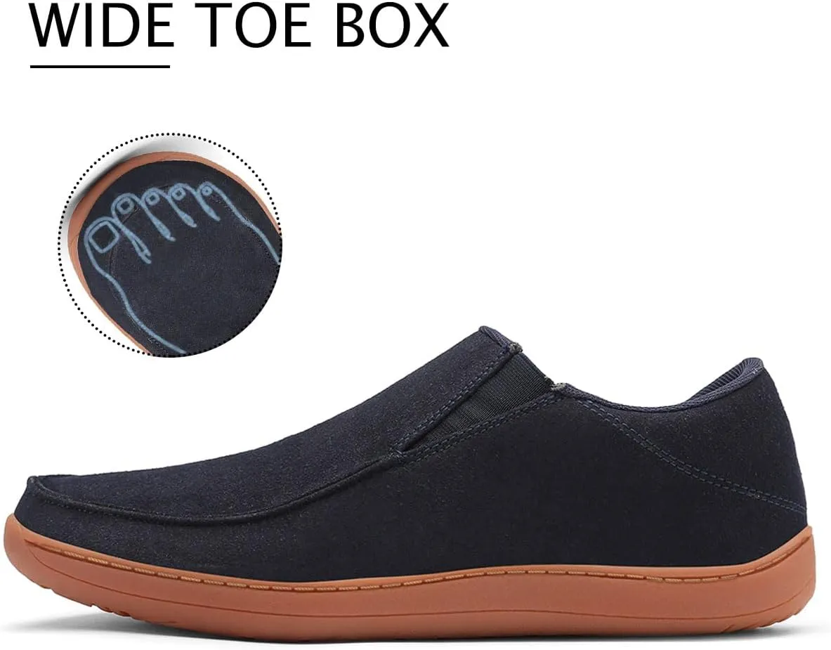 WYGRQBN Men's Wide Minimalist Barefoot Sneakers Slip on Walking Shoes Zero Drop Sole Lightweight Comfortable Casual