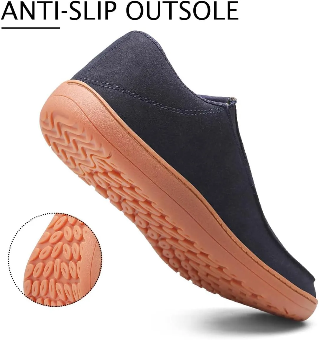 WYGRQBN Men's Wide Minimalist Barefoot Sneakers Slip on Walking Shoes Zero Drop Sole Lightweight Comfortable Casual