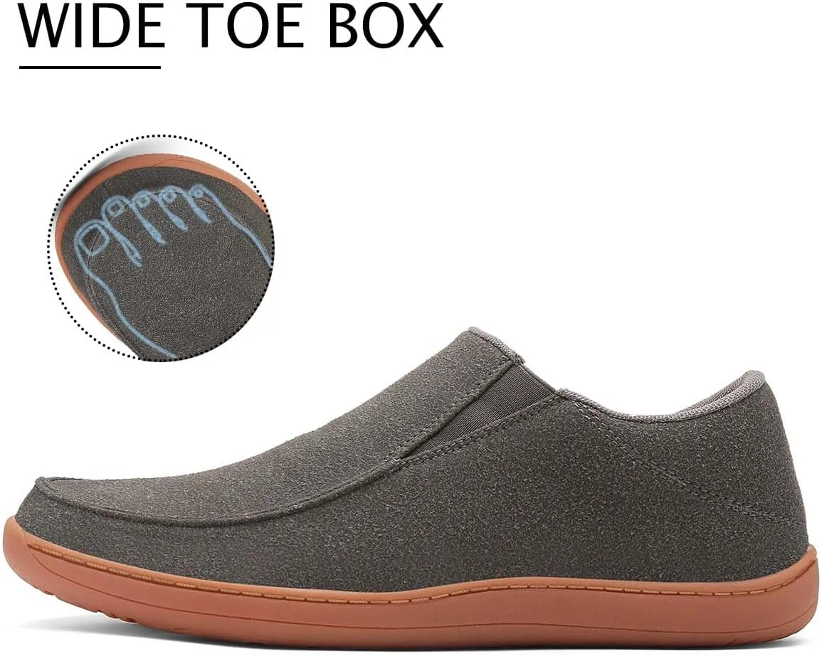 WYGRQBN Men's Wide Minimalist Barefoot Sneakers Slip on Walking Shoes Zero Drop Sole Lightweight Comfortable Casual