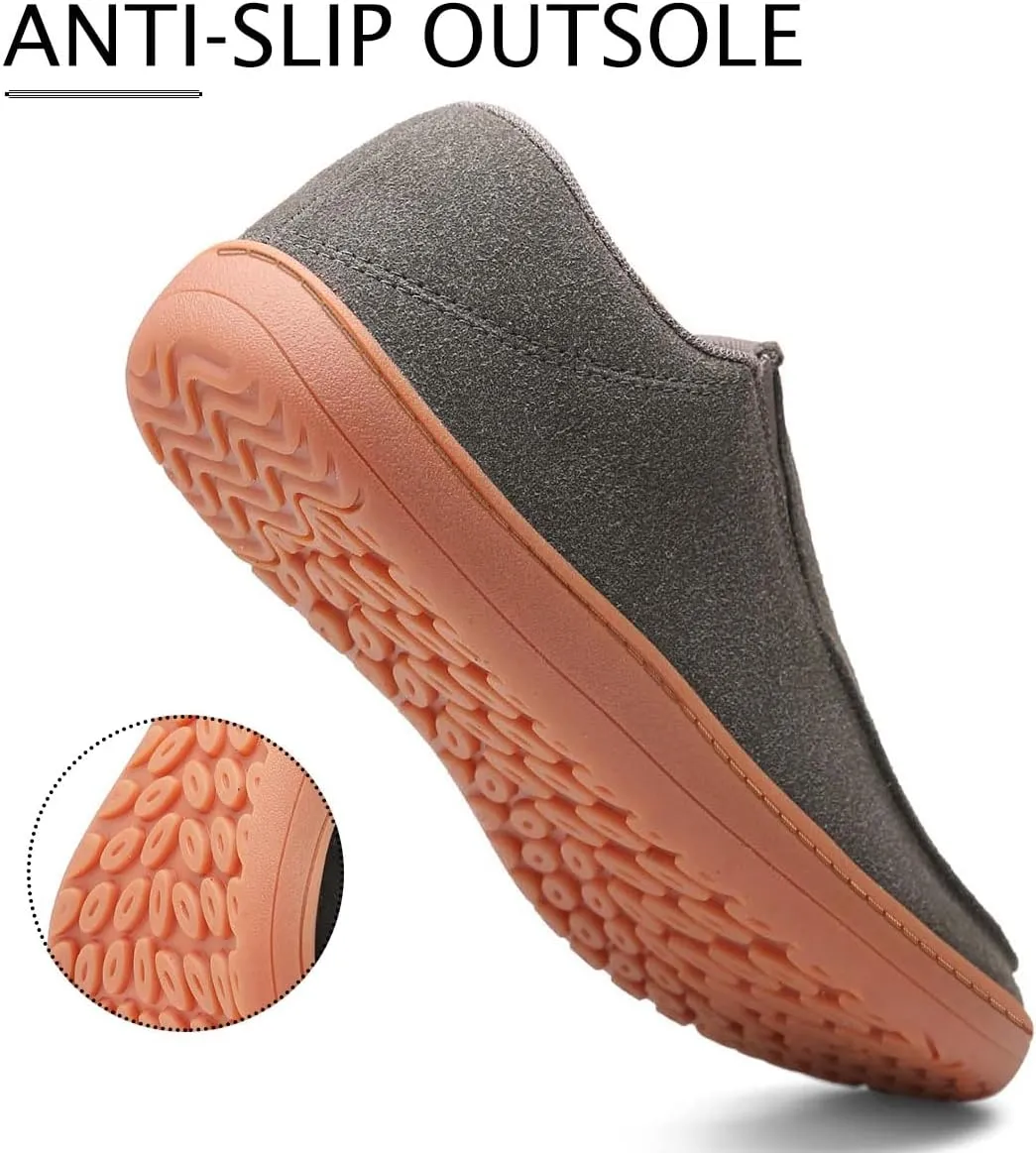 WYGRQBN Men's Wide Minimalist Barefoot Sneakers Slip on Walking Shoes Zero Drop Sole Lightweight Comfortable Casual