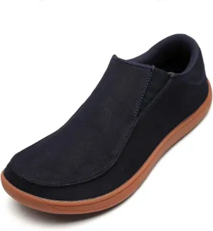 WYGRQBN Men's Wide Minimalist Barefoot Sneakers Slip on Walking Shoes Zero Drop Sole Lightweight Comfortable Casual