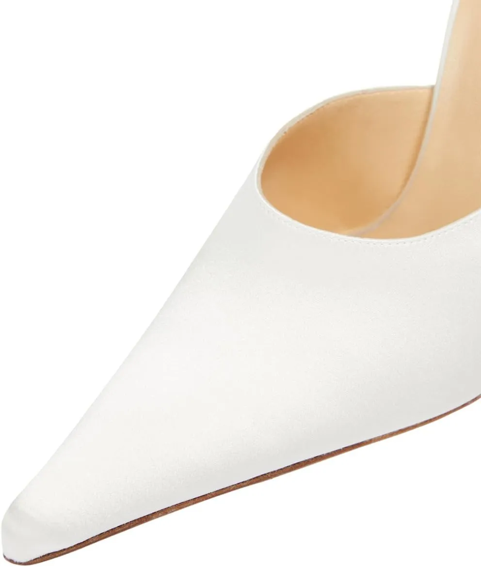 XYD Women Satin Pointed Toe Wedges Back Oversized Rose Flower High Heel Slip-on Mules Wedding After Party Shoes