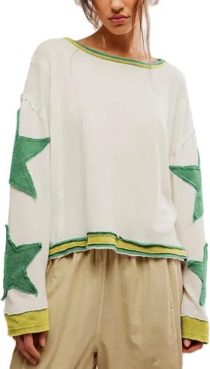 Y2k Oversized Sweatshirts Womens Long Sleeve Crewneck Cute Star Striped Graphic Hoodies Shirts Teens Girl Jacket