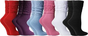 Yacht & Smith 6 Pairs Women's Scrunched Slouch Socks, Cotton Boot Socks Bulk Pack for Everyday Comfort & Style, Size 9-11