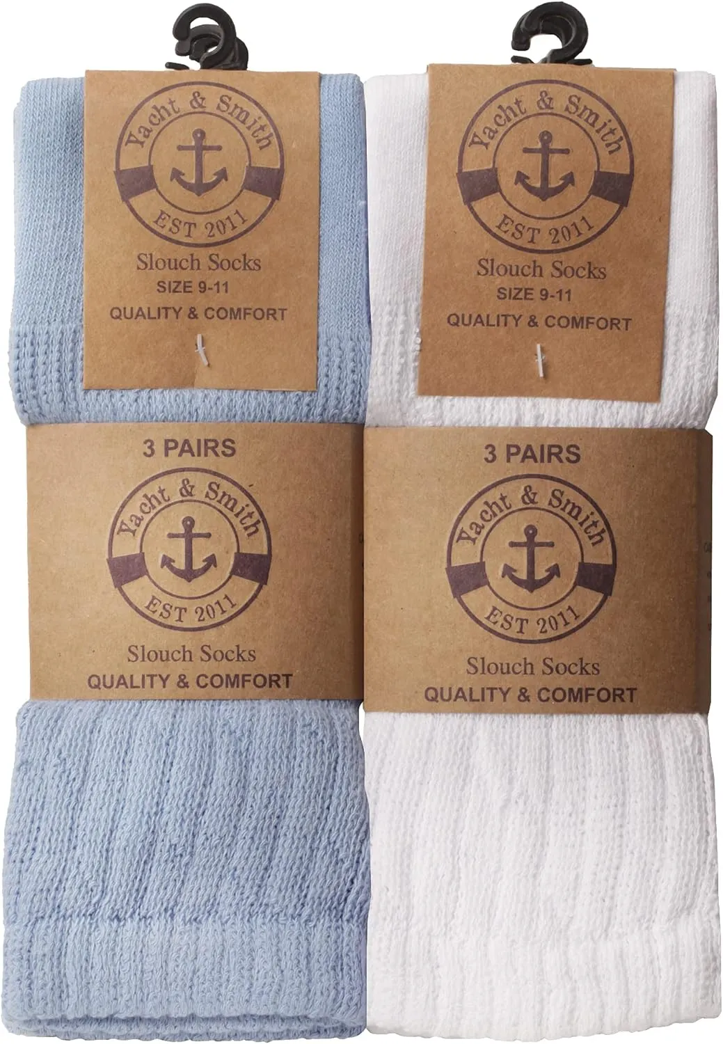 Yacht & Smith 6 Pairs Women's Scrunched Slouch Socks, Cotton Boot Socks Bulk Pack for Everyday Comfort & Style, Size 9-11