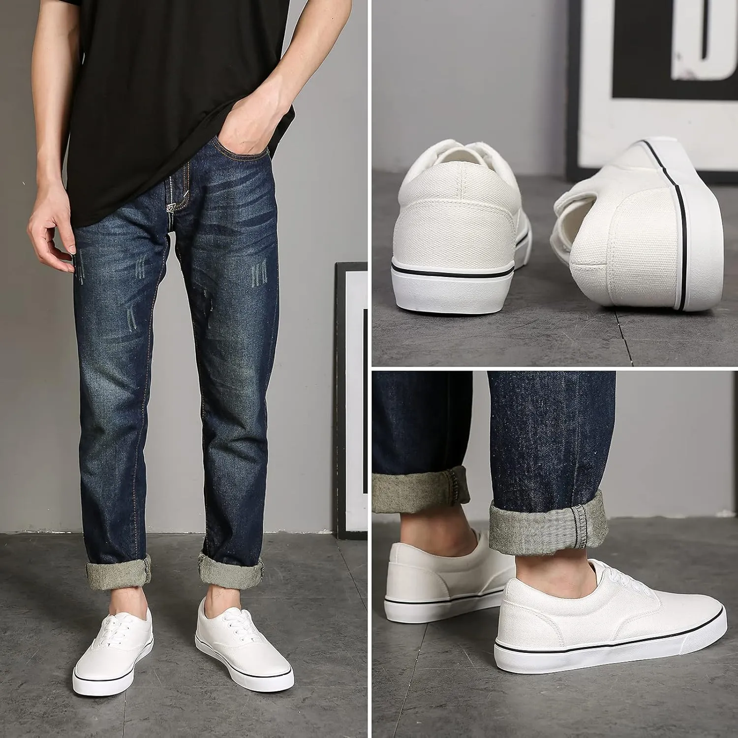 yageyan Men’s Low Top Canvas Walking Shoes Lace-up Fashion Sneakers Casual