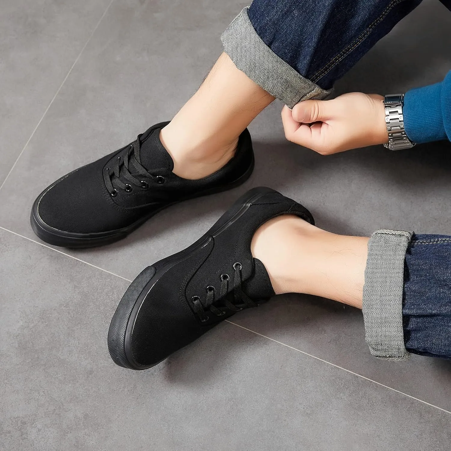yageyan Men’s Low Top Canvas Walking Shoes Lace-up Fashion Sneakers Casual
