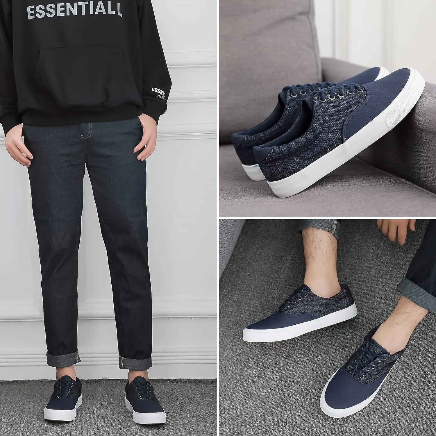 yageyan Men’s Low Top Canvas Walking Shoes Lace-up Fashion Sneakers Casual