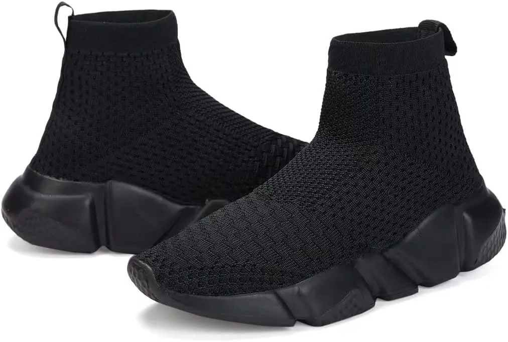 YAVY Kids Sneakers for Boys Tennis Shoes Girls Sock Sneakers for Kids Slip on Shoes Breathable high top Athletic Lightweight Walking Running Shoes