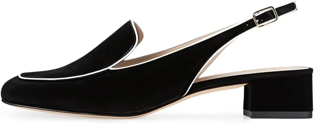 YDN Women Closed Square Toe Block Low Heels Slingback Formal Loafer Dressy Shoes Office Lady Pump Size 4-15 US