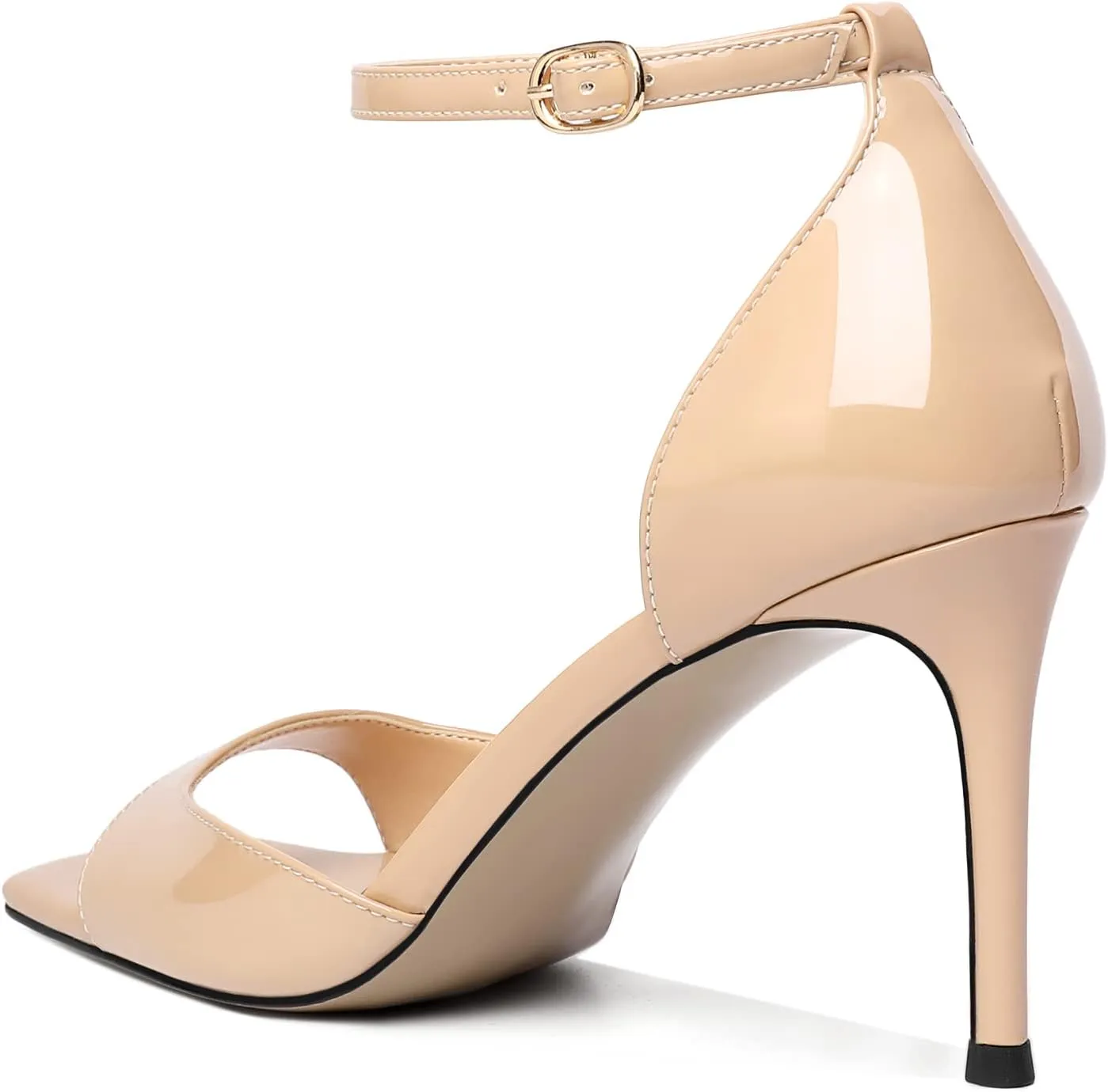 Zamikoo Women's High Heels, Open Toe Ankle Strap High Heeled Sandals, Square Toe Stiletto Heel Dress Pumps Shoes Office Wedding Work Evening 3.5 Inch