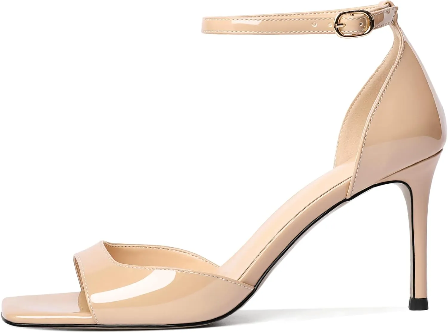 Zamikoo Women's High Heels, Open Toe Ankle Strap High Heeled Sandals, Square Toe Stiletto Heel Dress Pumps Shoes Office Wedding Work Evening 3.5 Inch