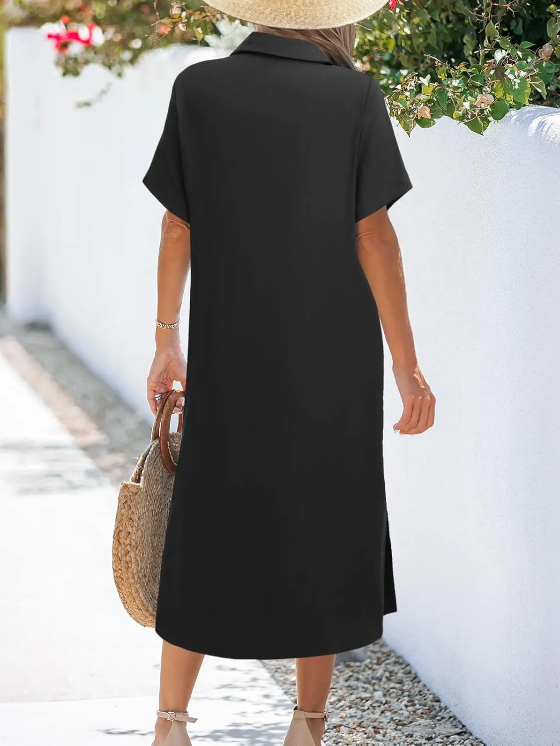 Zeagoo Womens Dress Summer Casual Short Sleeve Button Down Shirt Dresses Beach Cover Up with Pockets