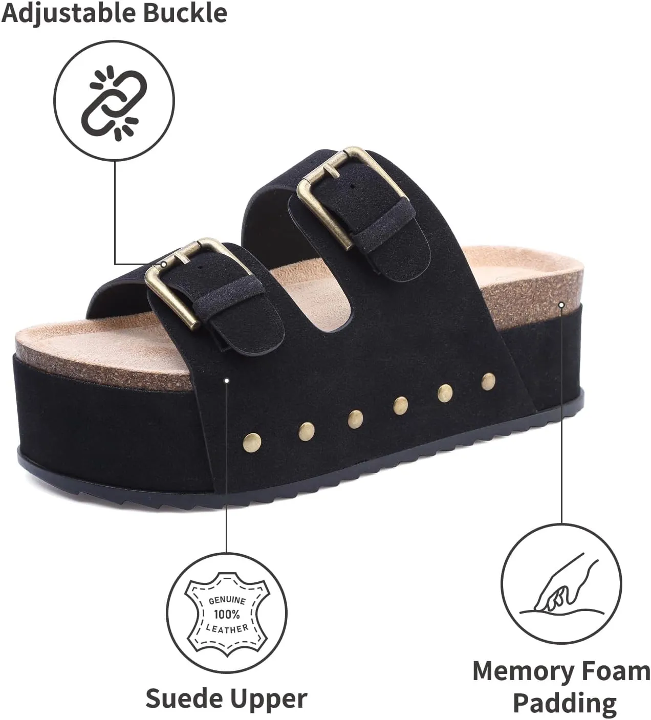 ziitop Womens Sandals Platform Sandals Women Comfortable Beach Essentials Memory Foam Slides for Women