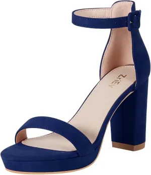 ZriEy 4-Inch Platform High Heels for Women Block Chunky Heeled Sandals Open Toe Ankle Strap Heels Wedding Party Evening Prom Dress Pump Sandals Shoes