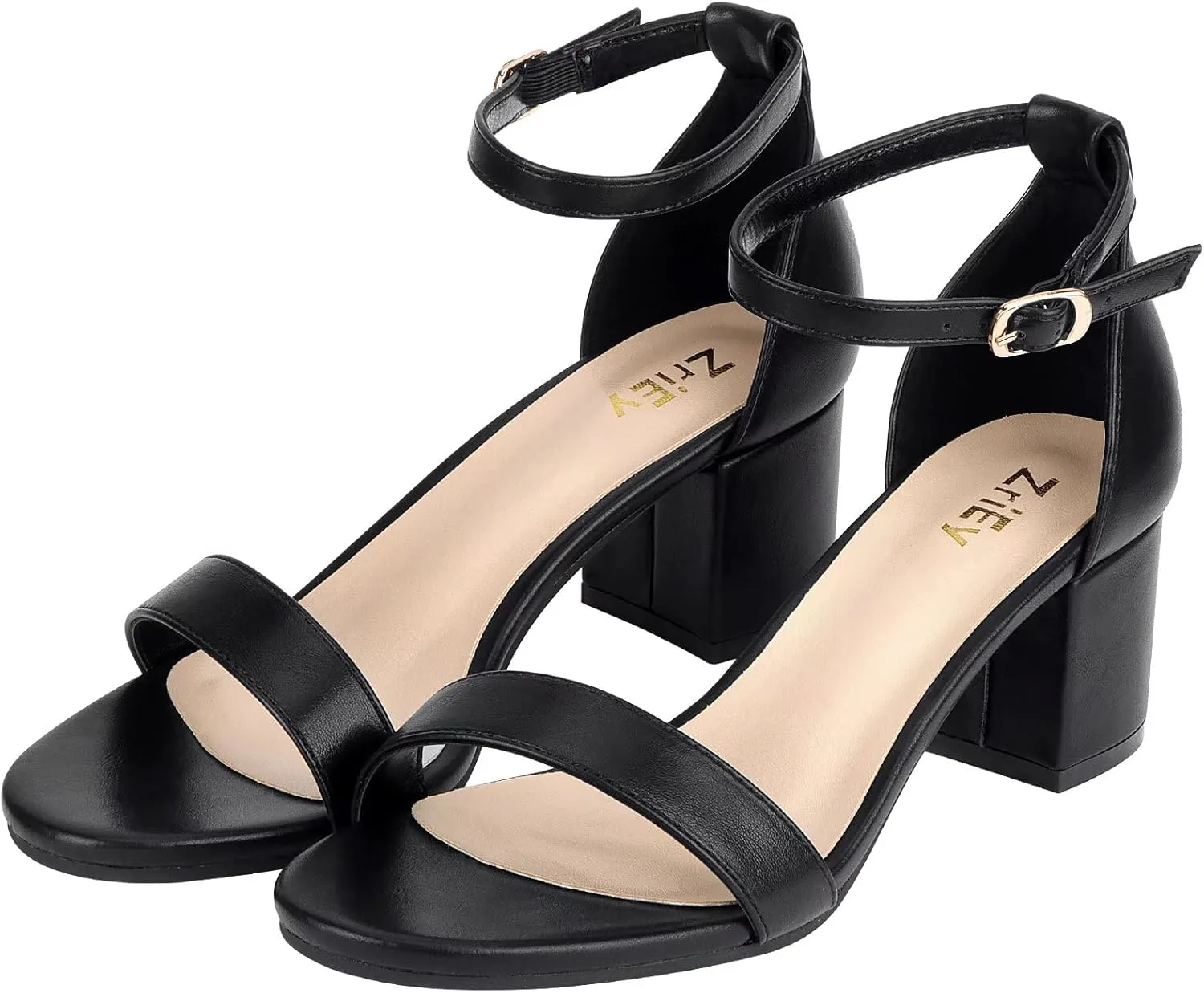 ZriEy Chunky Heels for Women Strappy Platform Sandals Open Toe Heeled Sandals Ankle Strap Adjustable Buckle Lucite Chunky High Heel Shoes