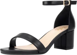ZriEy Chunky Heels for Women Strappy Platform Sandals Open Toe Heeled Sandals Ankle Strap Adjustable Buckle Lucite Chunky High Heel Shoes