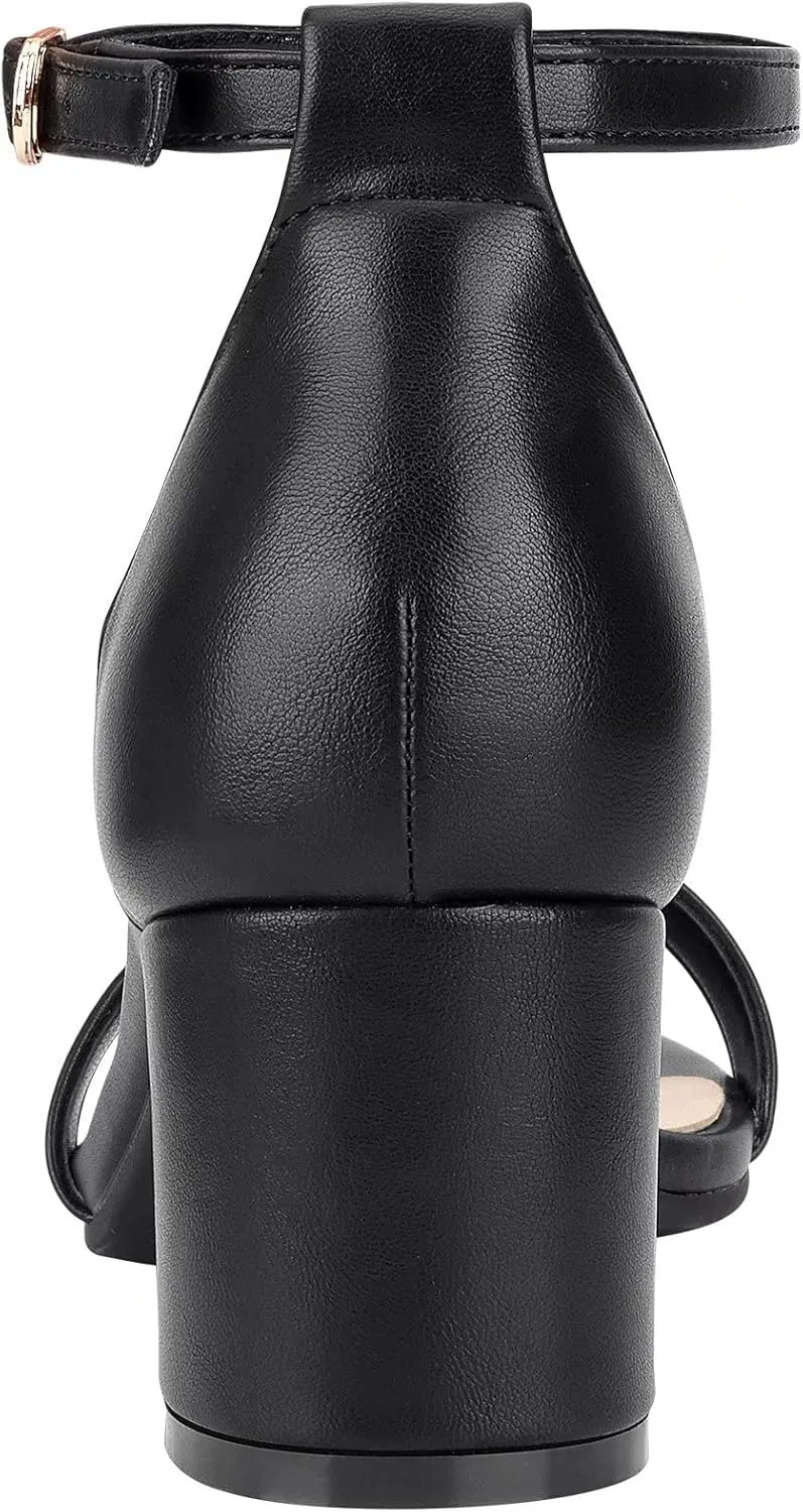 ZriEy Chunky Heels for Women Strappy Platform Sandals Open Toe Heeled Sandals Ankle Strap Adjustable Buckle Lucite Chunky High Heel Shoes