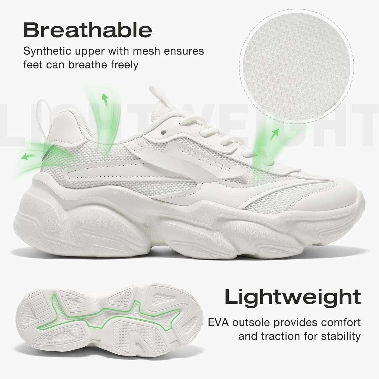ZURIN Womens Chunky Platform Sneakers-Lightweight Breathable Dad Shoes,Casual Lace-Up Walking Sneakers,Comfortable Fashion Tennis Shoes
